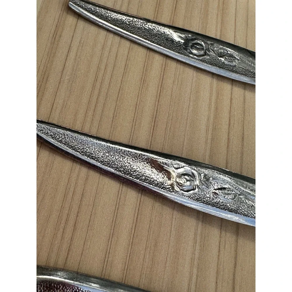 12 Pc  Lot Utica Satin Rose Knives, Spoons‎ Stainless Japan